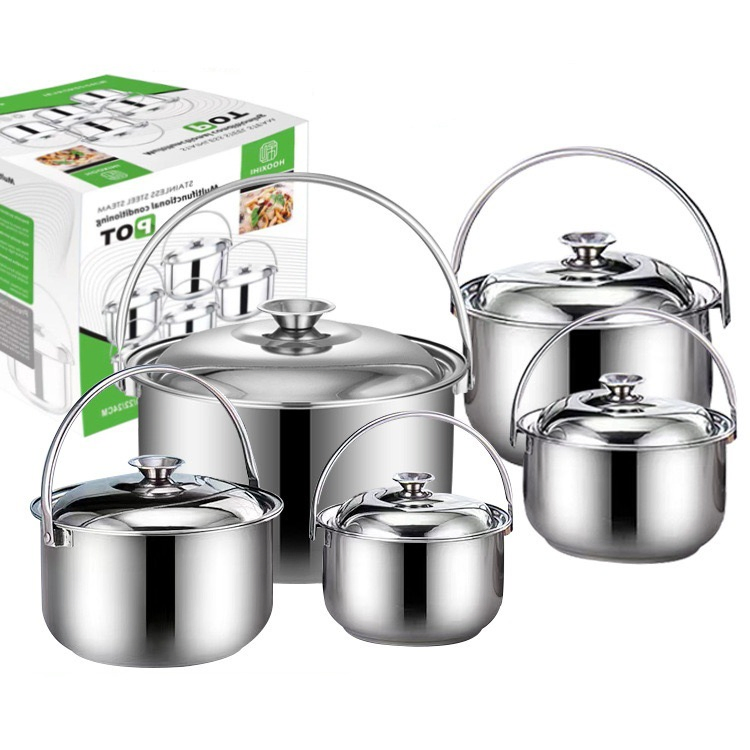 10-Piece Stainless Steel Non-Stick Kitchenware Set Elegant Elegant Design Eco-Friendly Woks Polished Durable Non-Stick Pot Sets