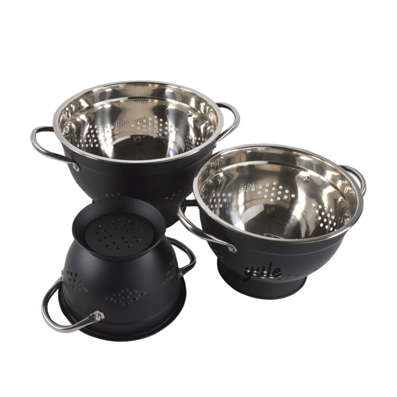 Creating Colorful Painting Kitchenware with Foot Base Food Grade Material Vegetable Fruit Colander Stainless Steel Multifunctional Kitchenware