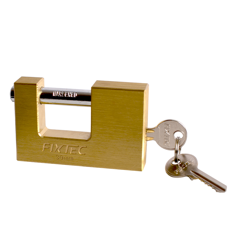 Fixtec Padlocks Manufacturer in China Heavy Duty 60mm/70mm/80mm/90mm Brass Block Padlock with Key