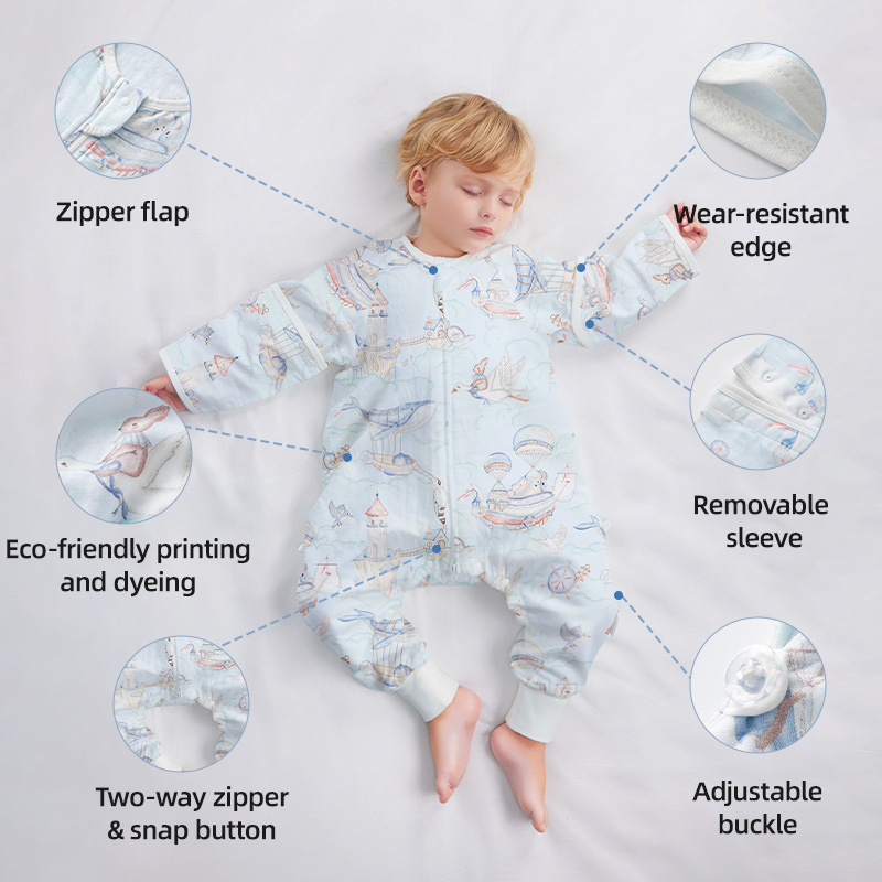 Spring Baby Sleep Sack Infant Bamboo&Peppermint Cotton Fabric Gauze Sleeping Bag