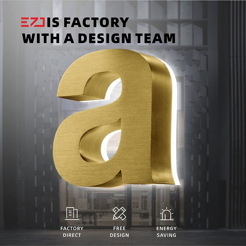 Ezd Custom Business Advertising LED Illuminated 3D Backlit Light Letters Logo Signs