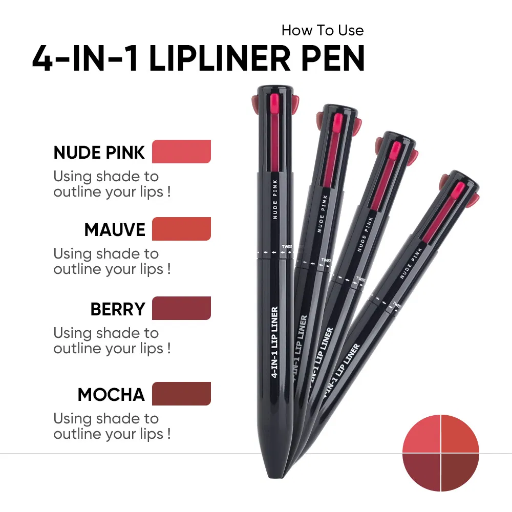 No Logo 4-in-1 Makeup Pen Highlighter Lip Liner Eyeliner Eyebrow Pencil Lip Liner Makeup Pen
