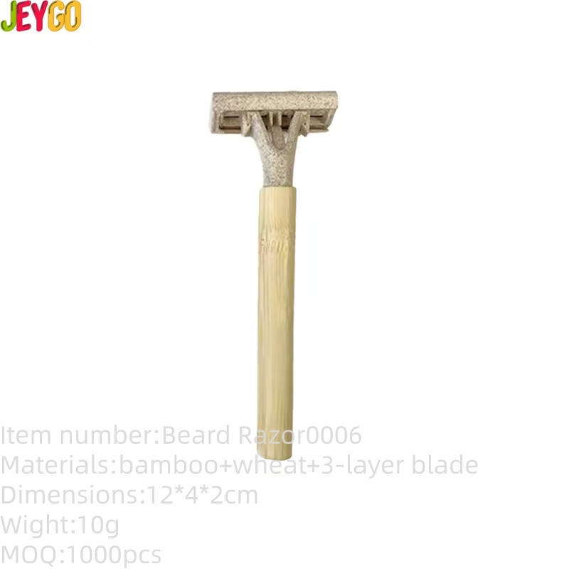 Hotel-Grade Biodegradable Shaver with 3 Blades, Eco-Friendly Wheatgrass Head and Bamboo Handle.