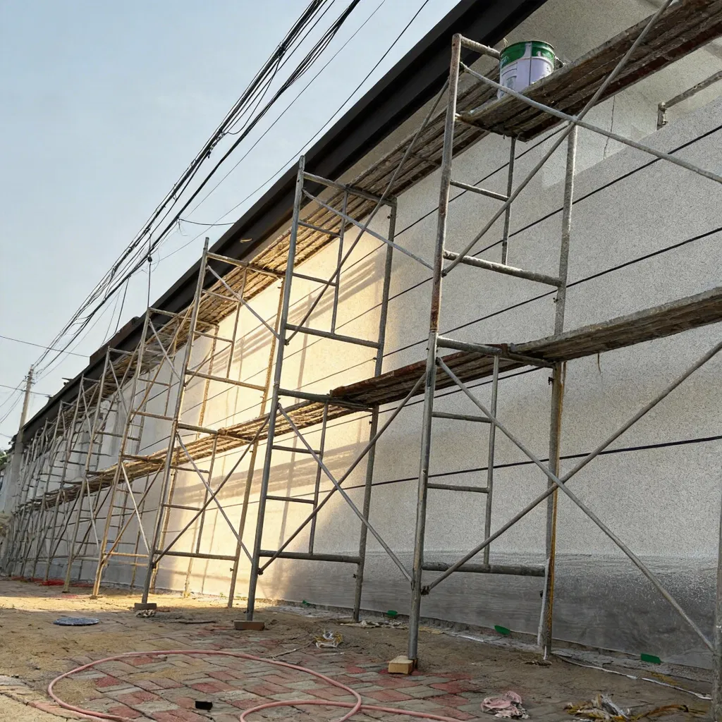 European Certified Power Coated Mobile Facade Reinforced Metal Frame Scaffolding