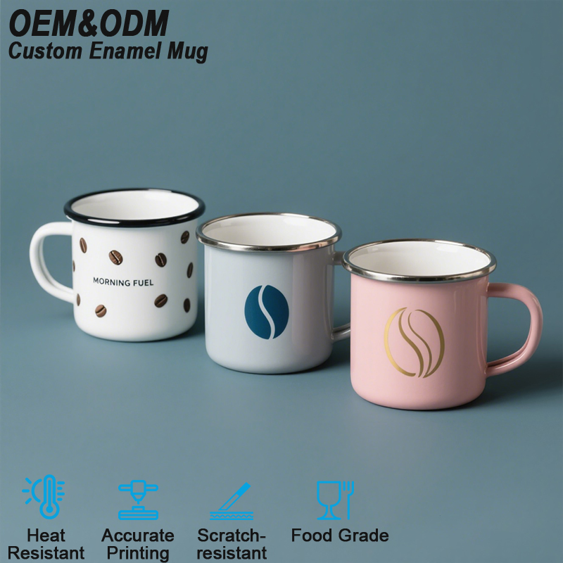 Smooth Rim Scratch Resistant Easy Clean Daily Coffee Enamel Mugs