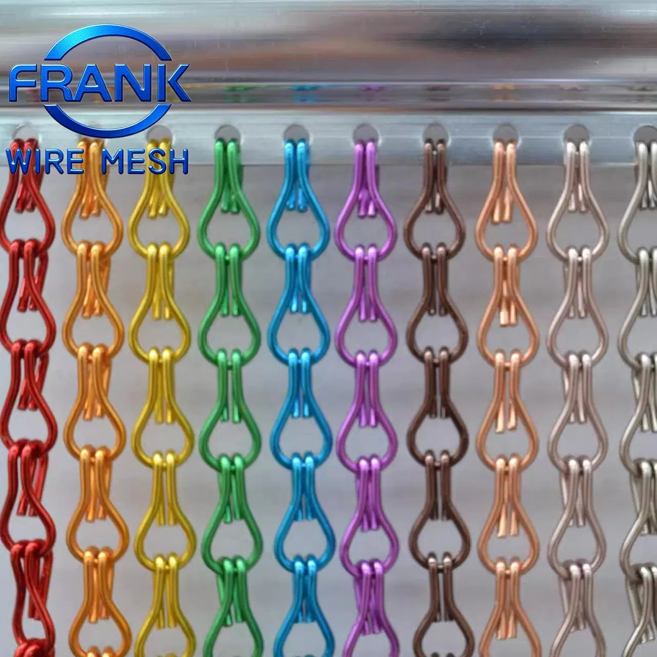 Grey Double Hook Aluminium Metal Chain Fly Screen Door Curtain 90cm X 210cm