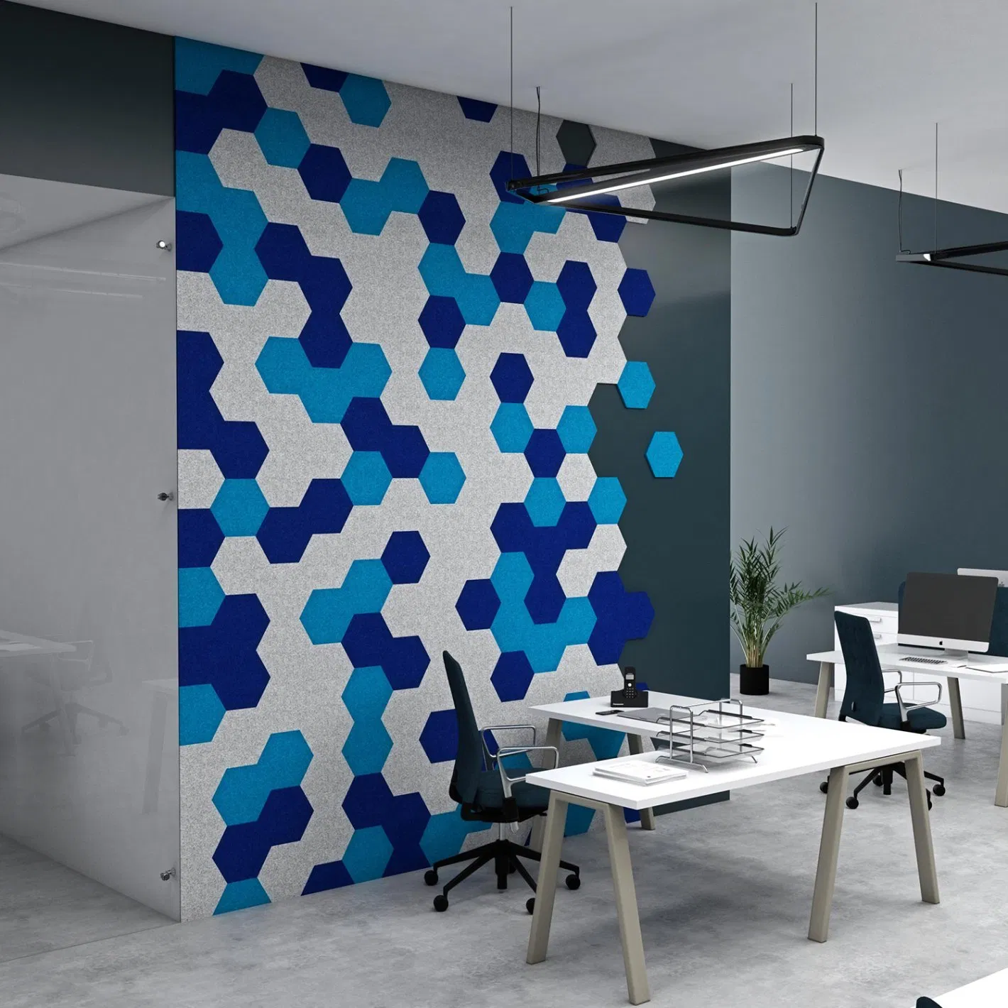 Ready to Ship Waterproof Polyester Fiber Hexagon Acoustic Panels Pet Felt