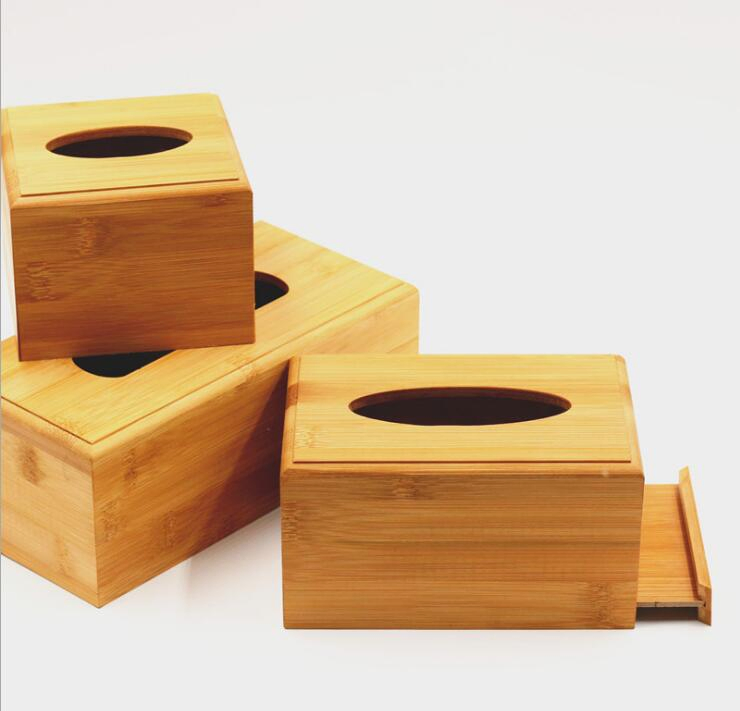 Solid Natural Bamboo Napkin Holder Bamboo Tissue Paper Box