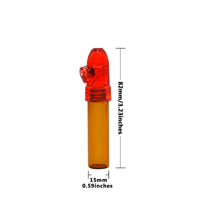 Portable Glass Snuff Bullet Vial Dispenser Pill Box