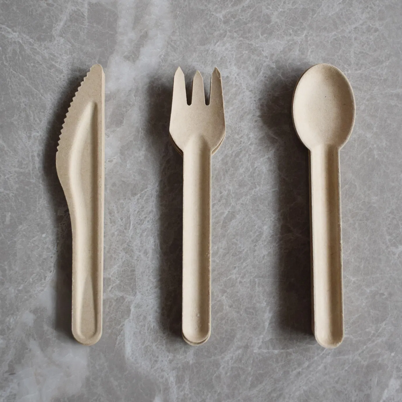 Natural Biodegradable Disposable Bagasse Spoon Fork Knife Cutlery Set