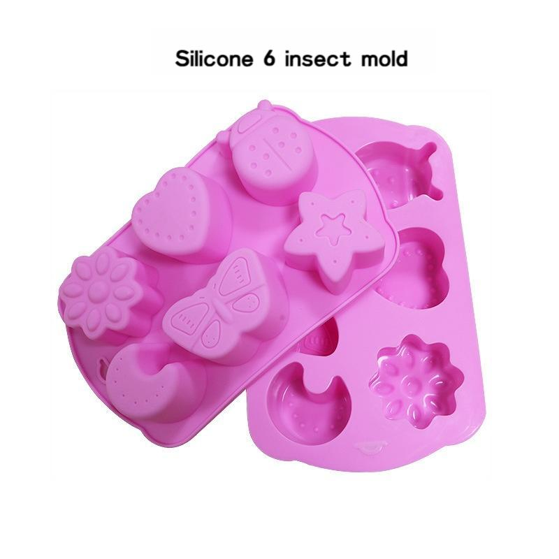 Insect Shape Chocolate Candy Molds Set, Heart, The Stars, The Rose, Flowers in Combination, 15 Cavity Ice Cube Tray Silicone Baking Mold