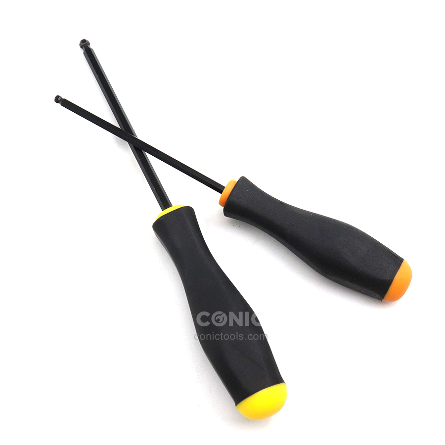 High Quality 2/3/4/5/6/8 mm CRV Steel Material TPR Handle Magnetic Hexagonal Ball End Screwdriver