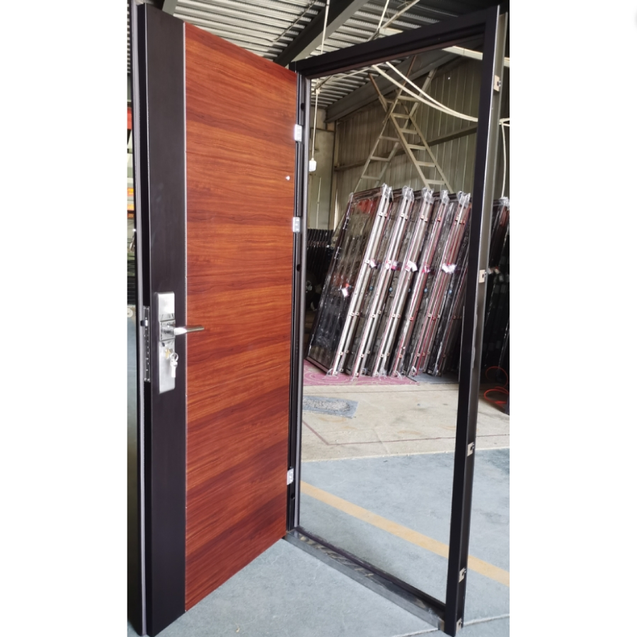 Single Popular Exterior Factory Direct Wooden Modern Iron Steel Security Metal Door