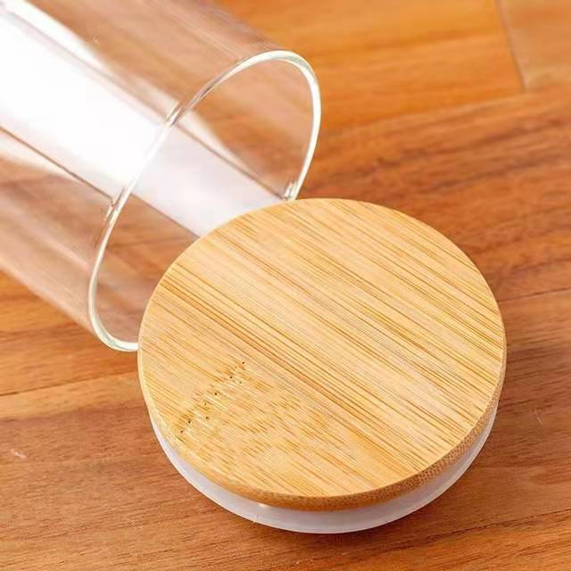 Стеклянная банка 10oz с бамбуковой крышкой