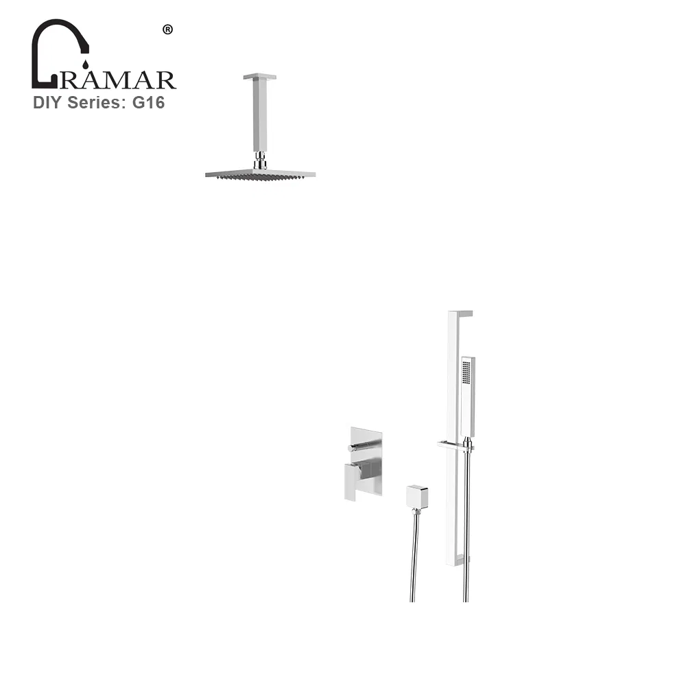Concealed Bathroom Rain SPA Faucet Shower Set with Slide Bar
