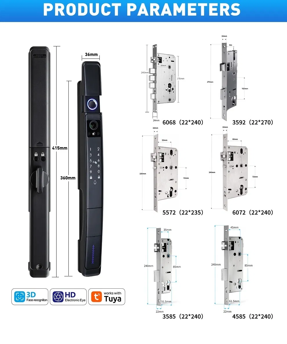 Product 3D Face Recognition Cat's Eye Camera Fingerprint Video Calling Remote Visual Intercom Smart Door Lock