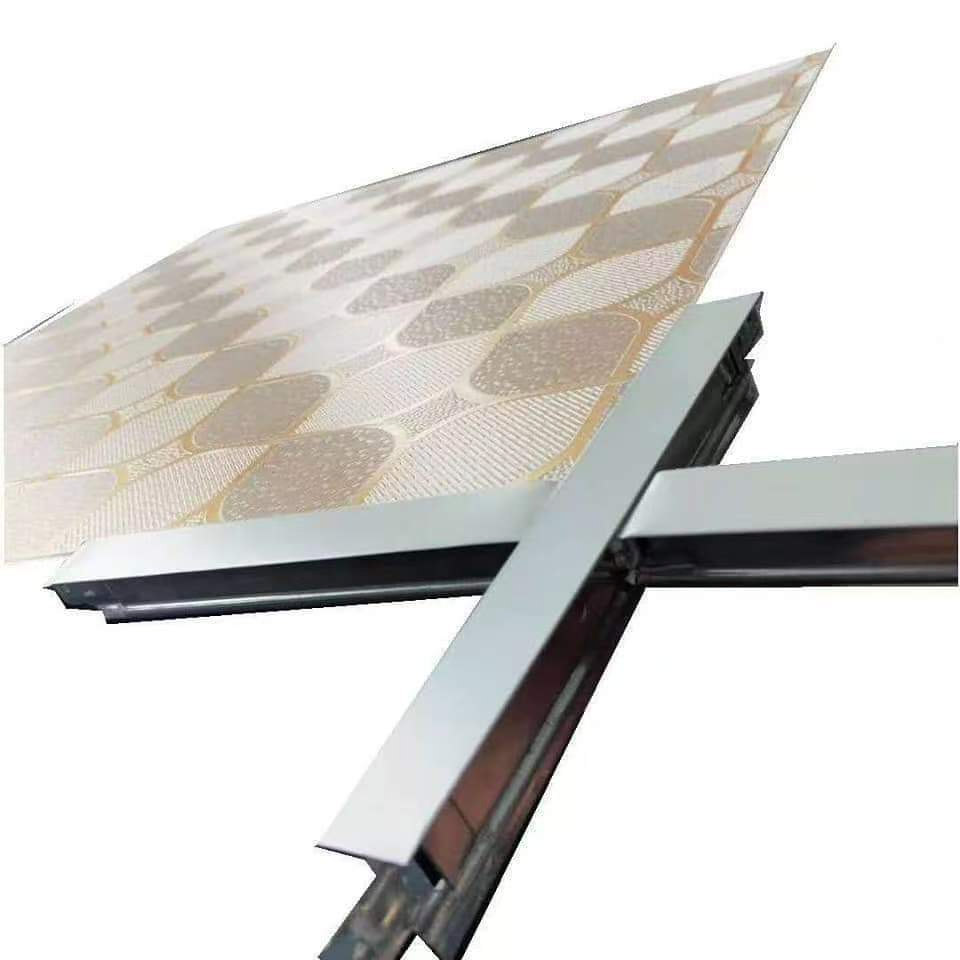 Soundproof Mold-Proof& Lightweight & High-Strength& Metallic Texture Silk Sheen PVC Gypsum Ceiling Tiles