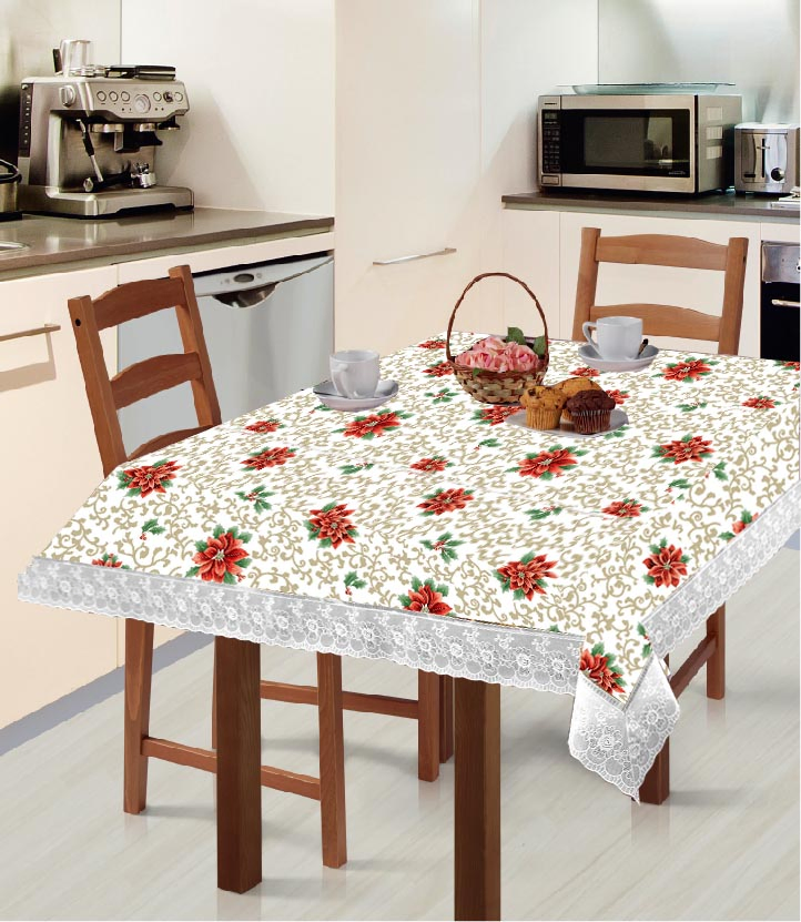 Christmas PVC Printed Tablecloth with Flannel Backing (TJ0759)