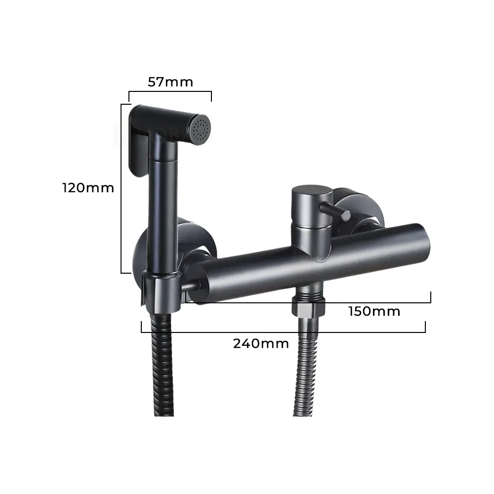Смеситель для биде с душем, черный матовый