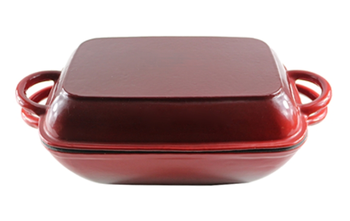 Чугунная эмалированная жаровня-гриль прямоугольная