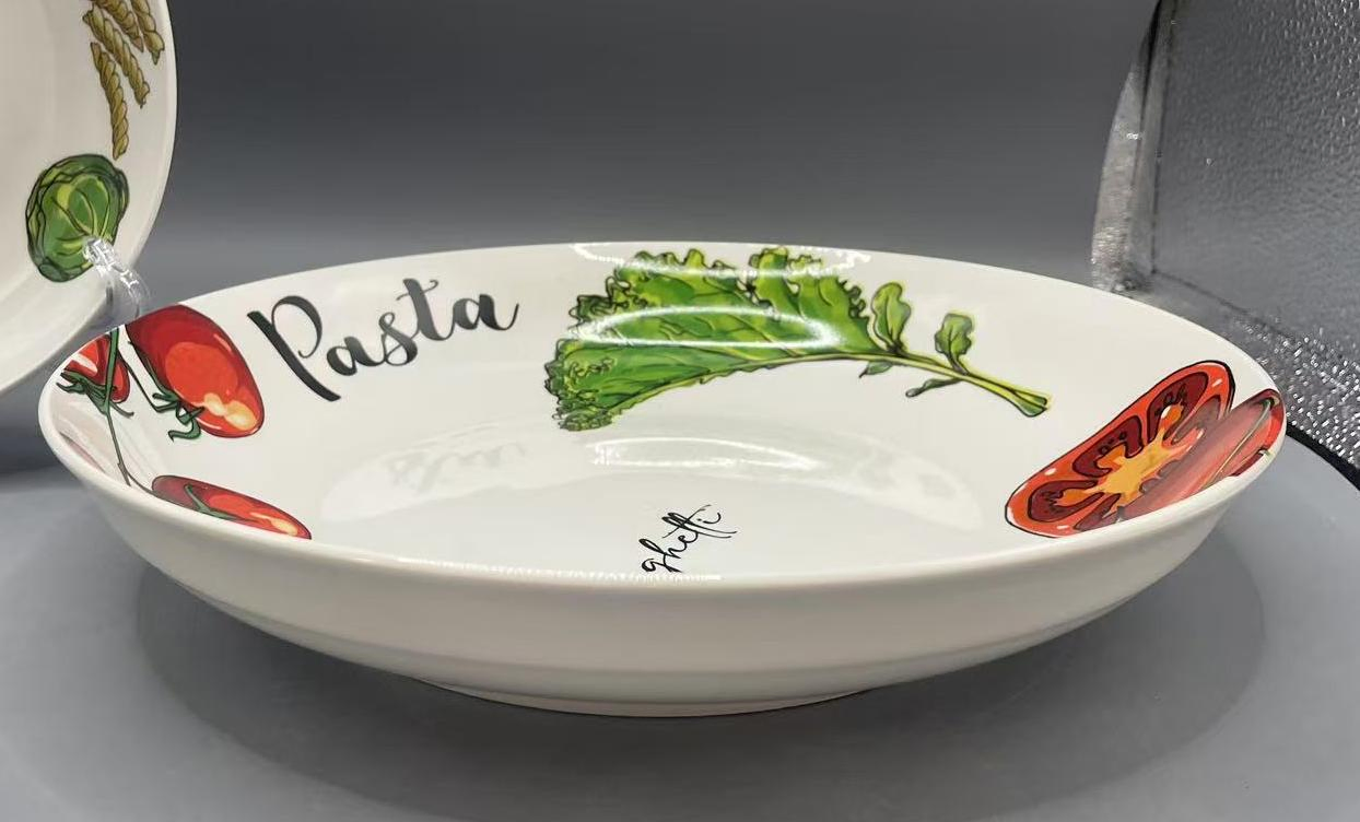 Pasta Dinner Set 5PCS Big Plate 11" Porcelainware Ceramics Tableware