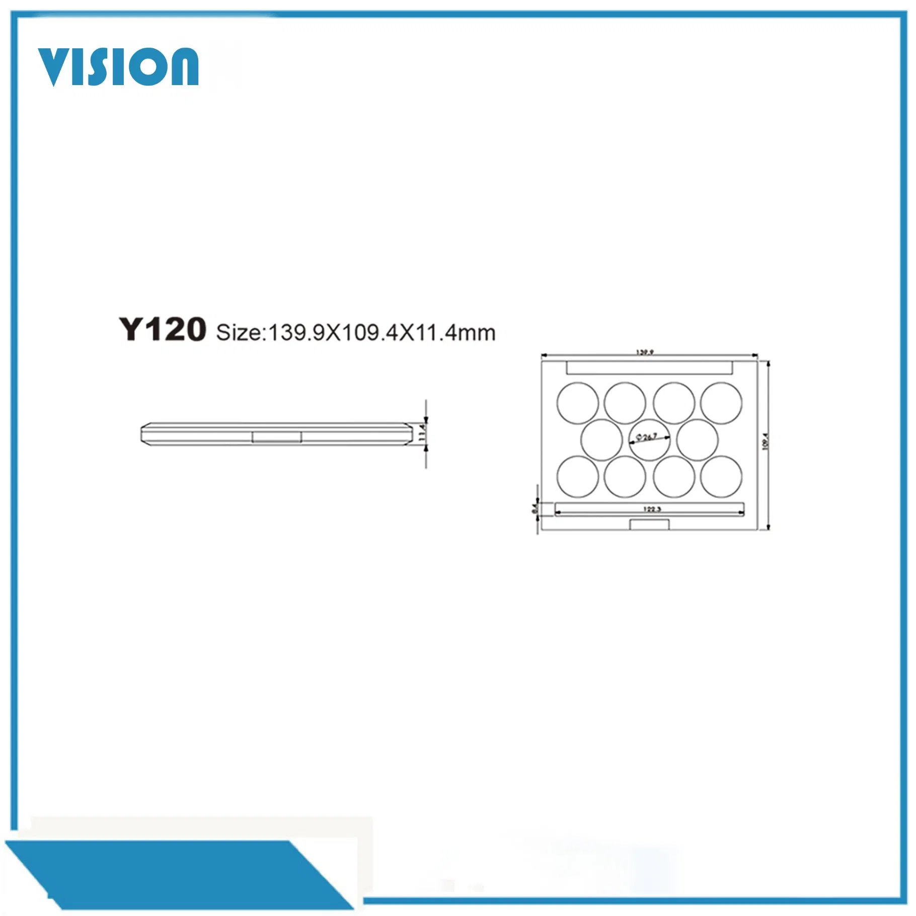 Unique Shape 3 Color Plastic Eye Shadow Palette Case Compact Box Cosmetic Packaging Y120