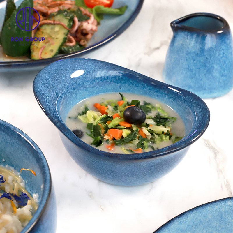 Wholesales Restaurant Dinner Cutlery 5.3/7.3 Inch Irregular Western Tableware Dinnerware Appetizer Food Salad Service Ceramic Bowl