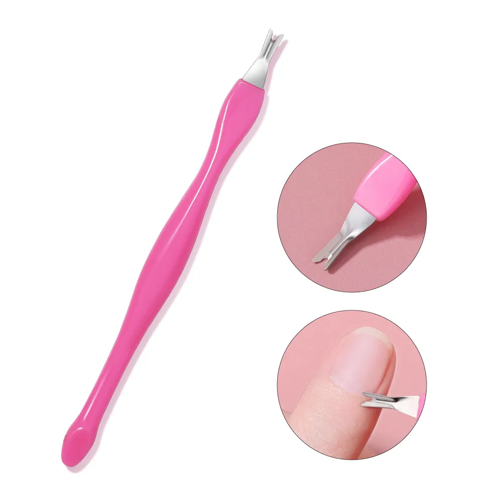 Cross Border Hot Sale Stainless Steel Pink Nail Care Repair Exfoliating Fork