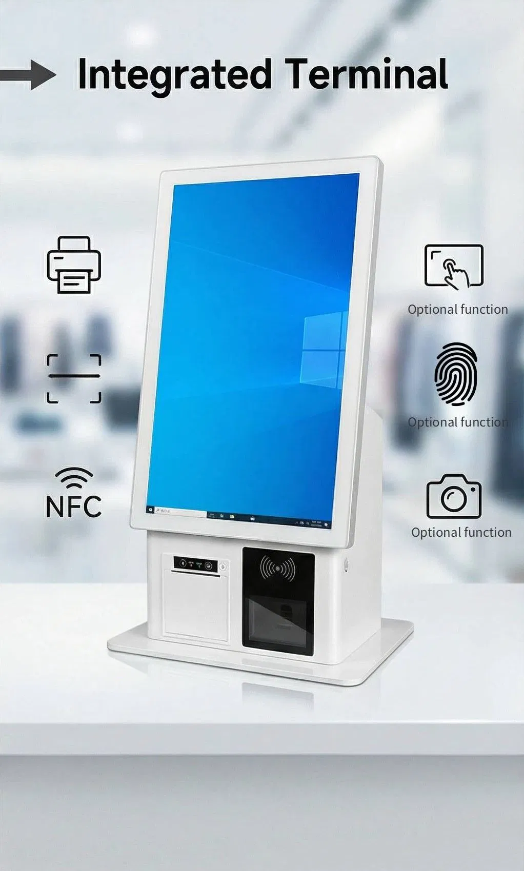 23.8" 21.5" POS Kiosk Integrated Printer Scanner&NFC for Retail & Restaurant