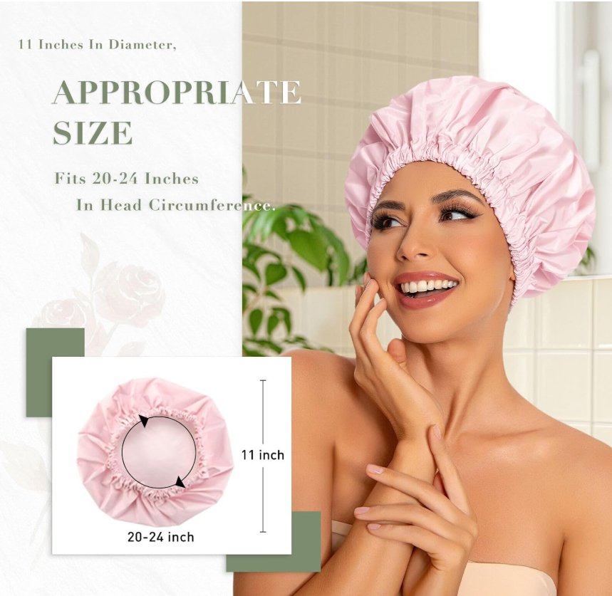 Reusable Shower Cap Large Waterproof Shower Bonnet Bath Hair Hat