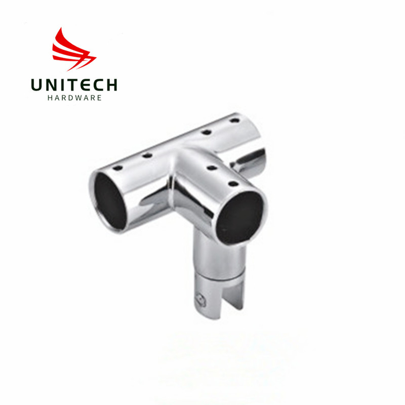 Тройник-держатель для стекла и труб из нержавеющей стали