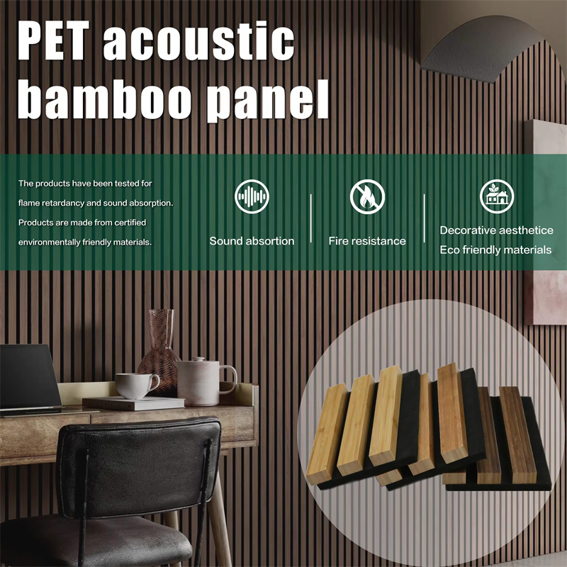 Pet Acoustic Booboo Ceiling Panel Board Flame Retardant Acoustic Bamboo Slat Panel