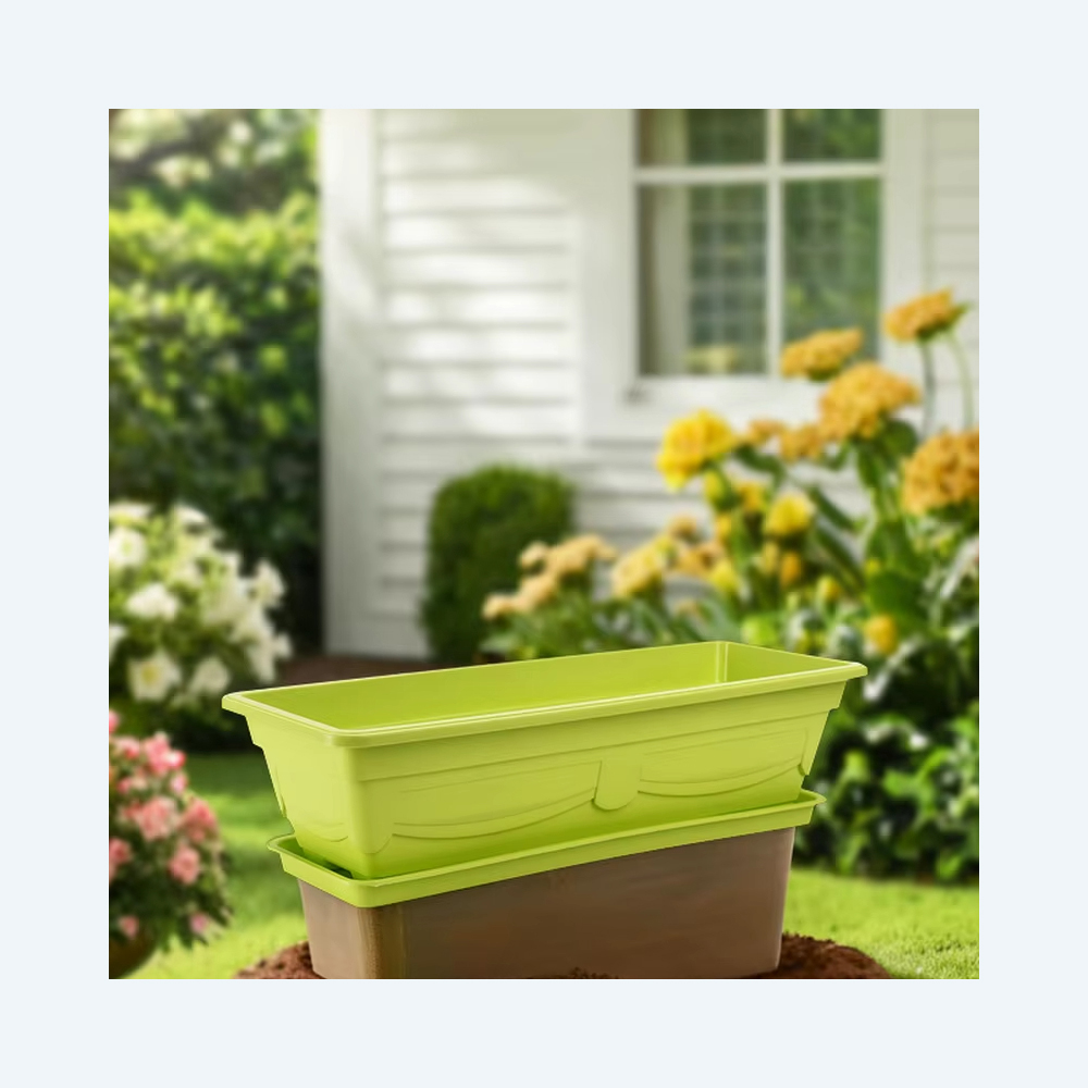 Горшок пластиковый прямоугольный китайский стиль