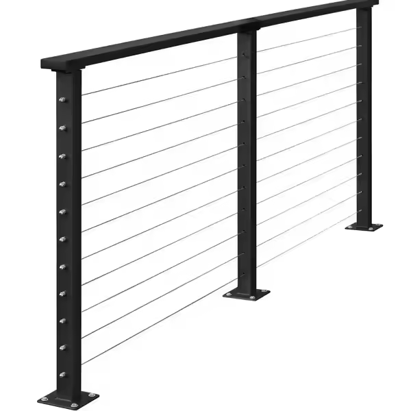 Yl Stainless Steel Standoff - Contemporary Black Wire Rope Railing