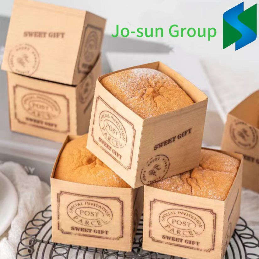 Jo-Sun New Kraft Paper Square Mousse Cake Cup High Temperature Dessert Bread Packaging Box