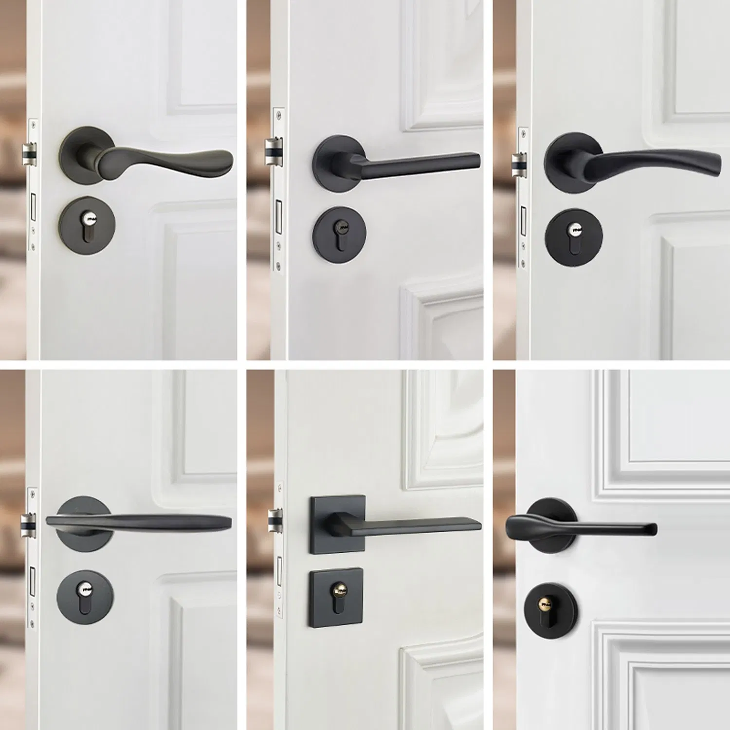 Furniture Door Handle Black Elegant Handle Lock Aluminum Door Lock Handle Door Hardware Black Elegant Handle Lock