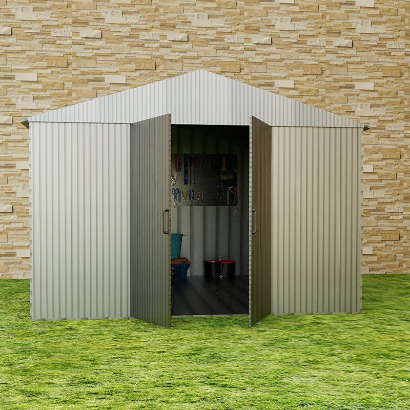 Outdoor Storage Shed with Lockable Door Patio Aluminium Garden Storage Building in Dark Gray for Outside