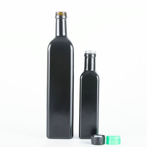 Black Glass Olive Oil Bottle 250ml 500ml 750ml 1000ml Olive Oil Glass Bottle with Lid