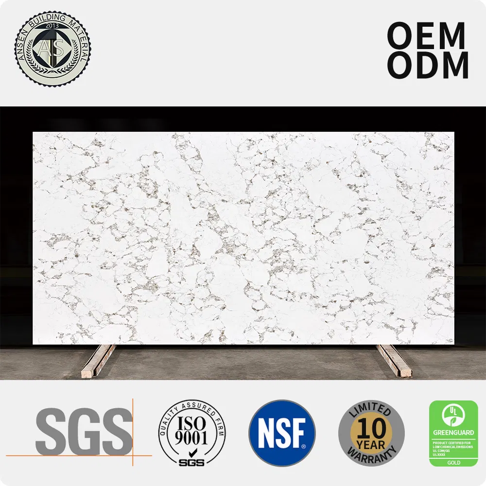 Wholesale Calacatta Grey Vein Quartz Countertop Slabs White Artificial Quartz Stone