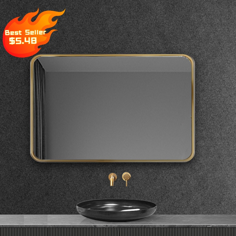 Nordic Round Gold Silver Metal Frame Toilet Mirror Wall Mounted Shower Circle Mirror for Bathroom