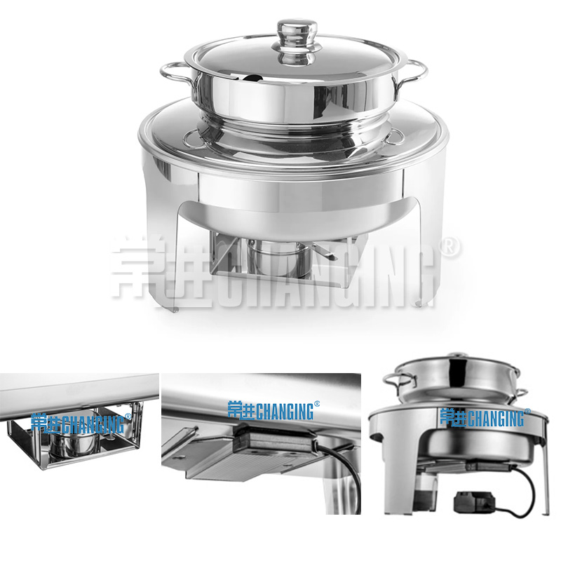 Wedding Party Luxury Chafing Dishes Hotel Serving Dish Gold Buffet Food Warmer with Glass Lid
