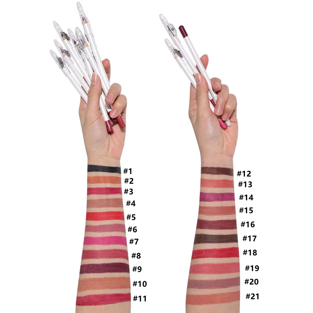 Wholesale Bulk Vegan White Lip Liner Pencils Custom Logo Smooth Long Lasting Lipliner Hot Selling Dark Brown Lip Liner