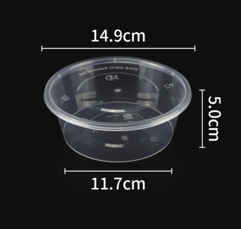 150-1200ml Plastic Round Bowls, Biodegradable Disposable Black and White Box