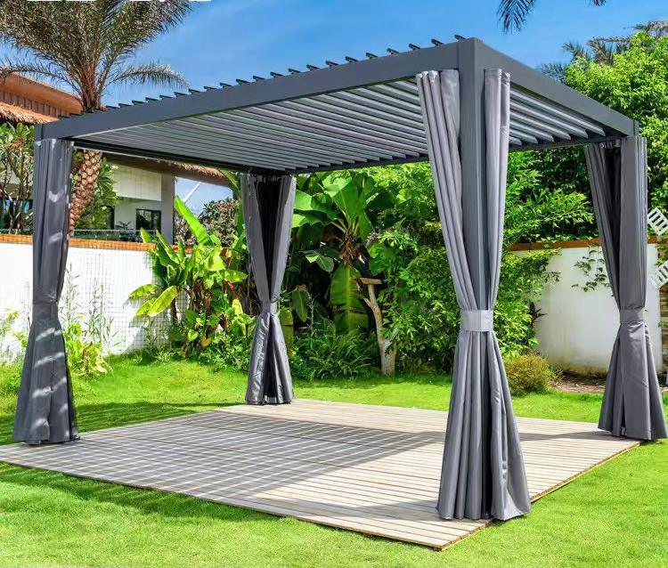Customized Modern Design Electric Remote-Controlled Sunshade Roller Shutter, Safe and Heat-Insulating, High-Quality Aluminum Alloy Canopy