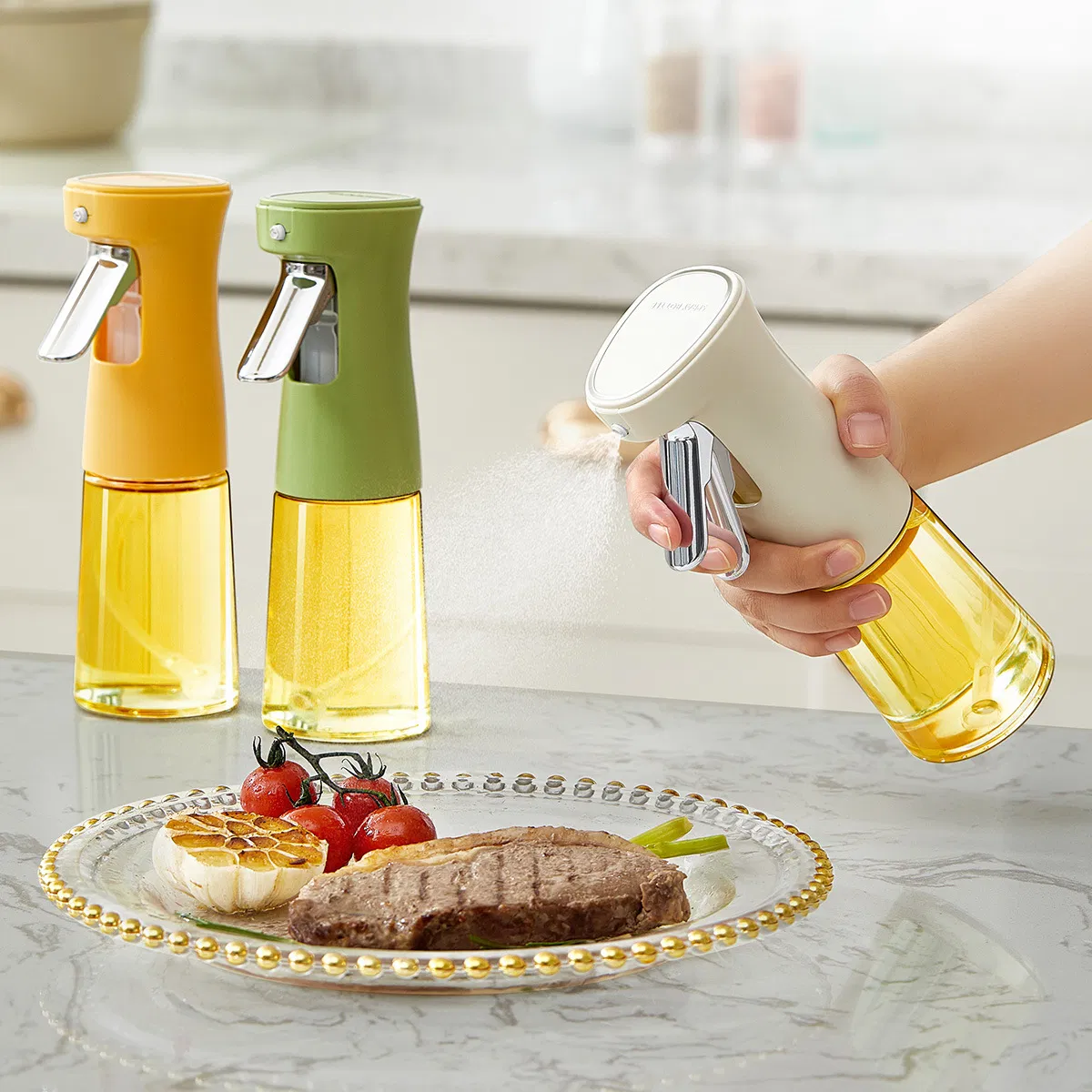 Food-Grade Household Glass Barbecue Kitchen Press Fogging Spray Oil Bottle Leak-Proof