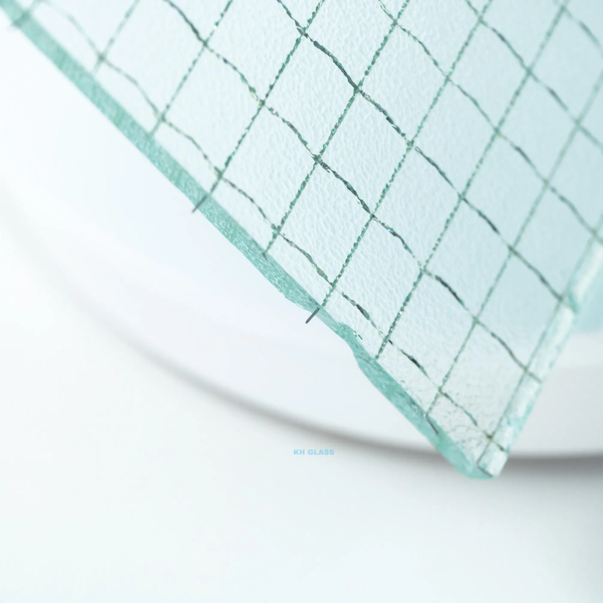 6mm 6.5mm 6.8mm Durable Fireproof Clear Acid Nashiji Wired Glass for Building