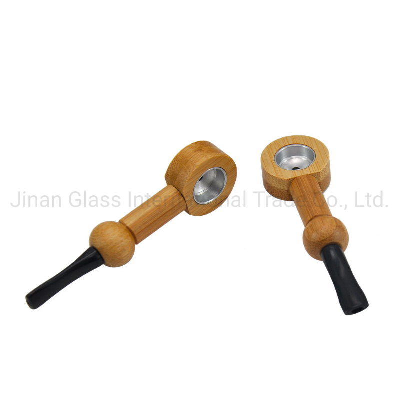 Tobacco Pipes Wood Pipe with Metal Bowl Glass Pipe Smoking Water Pipe