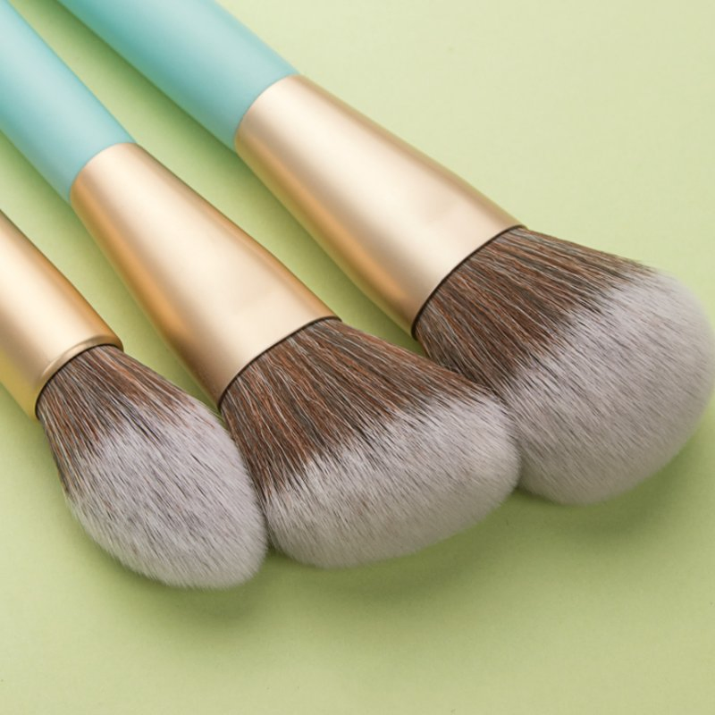 7PCS Green Eye Makeup Brush Blend Flat Green Wooden Handle Cosmetic Makeup Brushes Makeup Brush Set