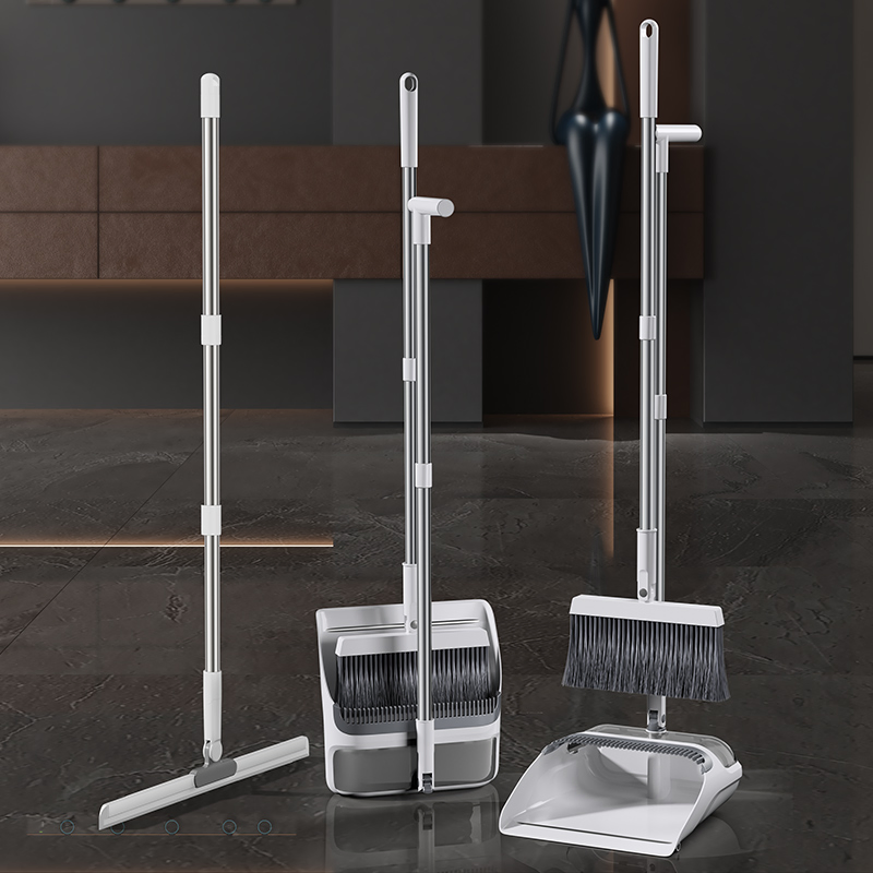 Heavy-Duty Broom and Dustpan Set with Easy Storage Design