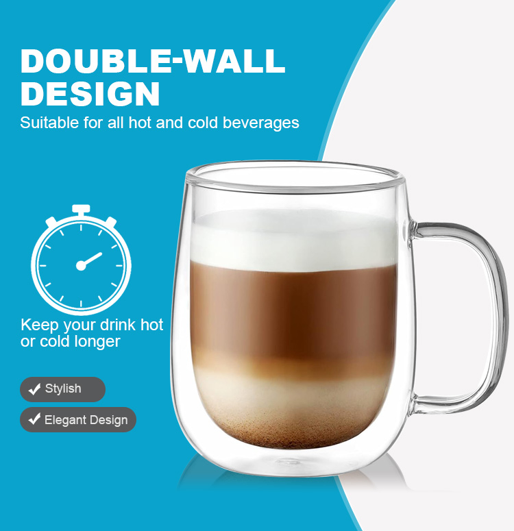 Elegant Double Wall Coffee Glass for Tea and Coffee Lovers 500ml